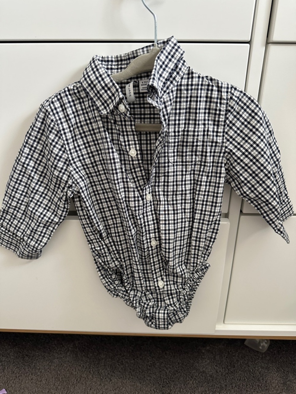Janie and Jack Black & White Plaid Button-Front Baby Bodysuit Shirt
